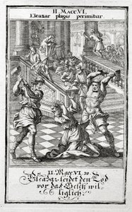Eleazar ochotně přijímá trest smrti, Maccabees 1695
