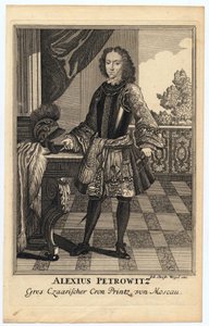 Portrét careviče Alexeje Petroviče z Ruska (1690-1718) (Alexis Petrovič Romanov) - Wiegel, Christoph (1654-1725) - 1710 - Mědirytina - 31,2x19,7 - Soukromá sbírka