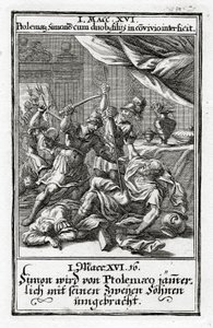 Simon a jeho dva synové byli zabiti Ptolemaiem. 1. Makabejská 14:16, 1695