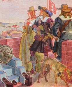 Spaziergang Auf Den Festungswallen / Procházka po hradbách (barevná litografie)