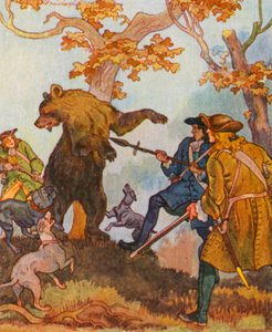 Barenjagd / Lov medvěda (barevná litografie)