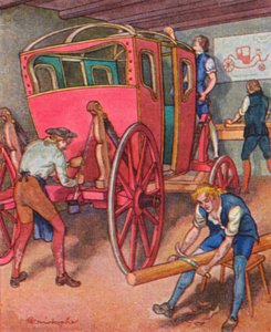 Stellmacherei / Wheelwright (barevná litografie)