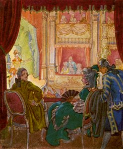 Theaterloge / Theater Box (barevná litografie)