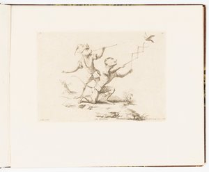 Plate 4, Le Cigzag (Cikcak), Opičí dovádění aneb Různé činy lidského života reprezentované opicemi od Christophe Huet