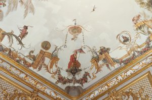 The Grande Singerie, detail, cca 1735 (nástěnná malba) od Christophe Huet