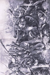 Bitva u Meanee, 17. února 1843: Boj se zbraněmi, ilustrace z britských bitev na souši a na moři, 1915 od Christopher Clark