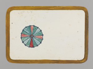 Stylizovaná chryzantéma (verze), cca 1880 (wc, černý inkoust a metalická barva přes grafit na velmi tenkém kartonu)
