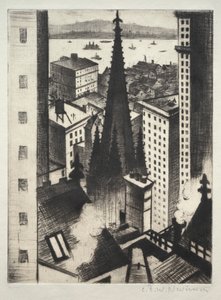Chrám v New Yorku od Christopher Richard Wynne Nevinson