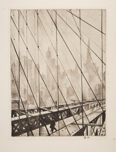 Pohled přes Brooklyn Bridge, hospoda. 1921. od Christopher Richard Wynne Nevinson