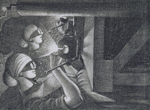 Acetylen Welders, 1917 (lept a suchá jehla) od Christopher Richard Wynne Nevinson