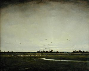 Anglická krajina, Romney Marsh (olej na plátně) od Christopher Richard Wynne Nevinson