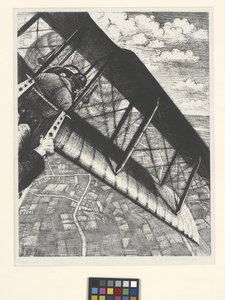Stavba letadla: Bankovnictví na 4 000 stop (litografie) od Christopher Richard Wynne Nevinson