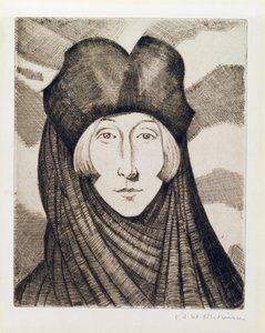 Edith Sitwell (1887-1964) 1927 (lept a suchá jehla) od Christopher Richard Wynne Nevinson