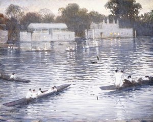 Nedělní večer, Punts on the Thames v Henley, 1924 od Christopher Richard Wynne Nevinson
