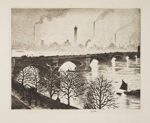 Most Waterloo z okna Savoy, pub.1925 (lept) od Christopher Richard Wynne Nevinson