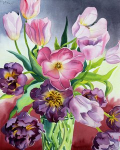 Tulipány (akvarel na papíře)