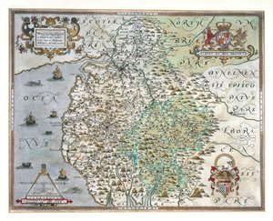 Mapa Westmorland a Cumberland, 1576