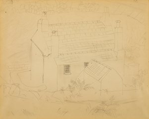 Chata, Cornwall (tužka na papíře) od Christopher Wood