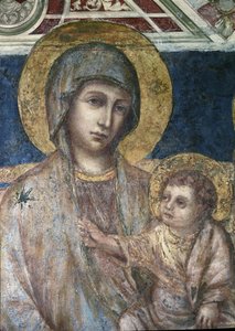 Maesta - detail fresky panny a dítěte od Cimabue (Cenni di Pepo) (cca 1272-1302) 1278-1280 Rozměr 320x340 cm Assisi, Bazilika San Francesco, Dolní kostel