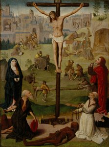 Ukřižování se svatým Jeronýmem a sv. Dominikem a scénami z vášně od Circle of Geertgen tot Sint Jans