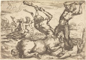 Bitva mezi Kentaurem a Tritonem od Circle of Jusepe de Ribera