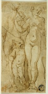 Venuše a Amor od Circle of Parmigianino