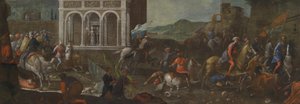 Svatá Kateřina Sienská bránící město proti Turkům od circle of Vittore Carpaccio