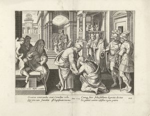 Cornelius klečí před Petrem Skutky apoštolů (název série) Acta Apostolorum (název série) od Claes Jansz. Visscher (II) (attributed to workshop of)