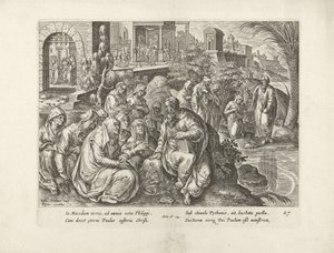 Pavel obrací ženy z Filip Skutky apoštolů (název série) Acta Apostolorum (název série) od Claes Jansz. Visscher (II) (attributed to workshop of)