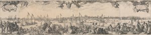 Profil Amsterdamu, při pohledu z IJ, sestávající ze dvou částí od Claes Jansz. Visscher (II)
