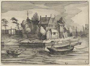 Šlape na statku Nizozemské krajiny (název série) Amaeniores Aliquot Regiunculae (název série na objektu) od Claes Jansz. Visscher (II)