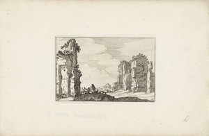 Dva pastýři v ruinách Italské krajiny s ruinami (název série) Variae antiquitates Romanae (název série na objektu) od Claes Jansz. Visscher (II)