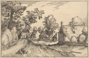 A Village Road, deska 7 od 1610 od Claes Jansz Visscher