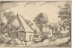 Hospodářský dvůr, deska 5 z Regiunculae et Villae alikvotní Ducatus Brabantiae, ca. 1610 od Claes Jansz Visscher