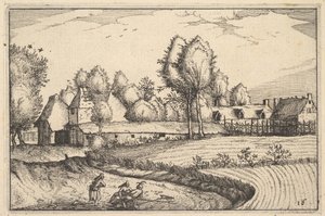 Cesta podél pole, deska 16 z Regiunculae et Villae alikvotní Ducatus Brabantiae, ca. 1610 od Claes Jansz Visscher