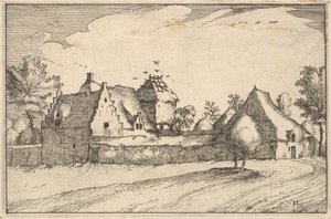Walled Farm, deska 11 z Regiunculae et Villae alikvotní Ducatus Brabantiae, ca. 1610 od Claes Jansz Visscher