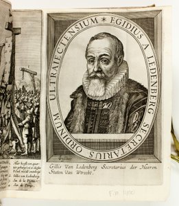Album nizozemských politických tisků a pamfletů týkajících se prince Mauritse Oranžského a Johana van Oldenbarnevelta od Claes Jansz. Visscher II