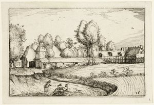Cesta podél pole, šestnáctá deska podle obrázků farem, venkovských domů a vesnic (Praediorum villarum et rusticarum casularum icones) od Claes Jansz. Visscher II