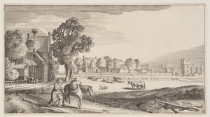 Cesty podél pastviny, z knihy Krajiny (Playsante Lantschappen) od Claes Jansz. Visscher II