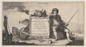 Titulní strana z knihy Krajiny (Playsante Lantschappen) od Claes Jansz. Visscher II