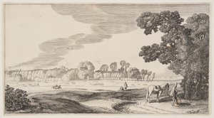 Pohled na pastviny z knihy Krajiny (Playsante Lantschappen) od Claes Jansz. Visscher II