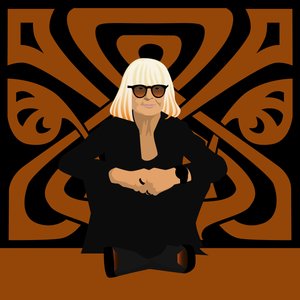 Portrét Barbary Hulanicki, módní návrhářky, zakladatelky Biba, interiérové designérky a ilustrátorky