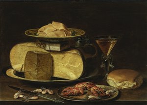 Zátiší se sýry, Glas à la façon de Venise a raky na cínovém talíři
