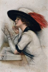 Elegantní mladá žena hlasující ve volbách v roce 1920 ve Spojených státech, 20. století (barva litho) od Clarence F. Underwood
