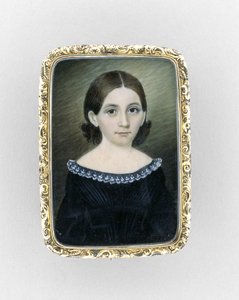 Portrét dívky, kolem roku 1845 (akvarel na slonovině, zlacení a skle) od Clarissa Peters