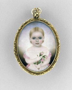 Portrét dívky, kolem roku 1840 (akvarel na slonovině, zlacení a skle) od Clarissa Peters Russell
