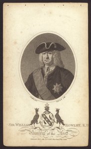 Sir William Rowley, britský admirál (rytina) od Claude Arnulphy