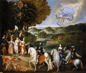 Alegorie pyrenejské smlouvy Alegorie sňatku Ludvíka XIV od Claude Deruet