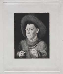 Muž s růžovou. od Claude Ferdinand Gaillard