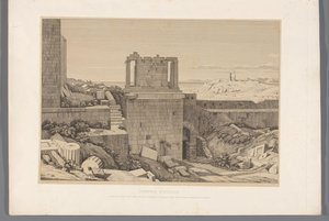 Gezicht op de Akropolis van Athene Akropole v Aténách (název na objektu) Pohledy na nejznámější místa starověkého Řecka (...) (název série) od Claude Félix Théodore Caruelle d